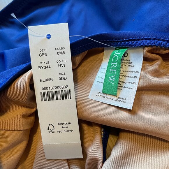 NWT J.Crew V-neck cross-back one-piece swimsuit, 0 DD - Picture 5 of 5